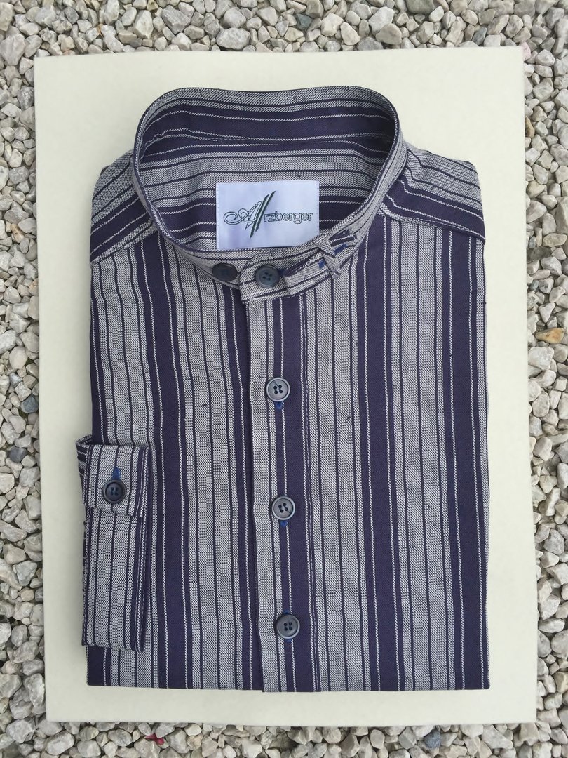 Arzberger Trachtenhemd ❖ Streif dunkelblau