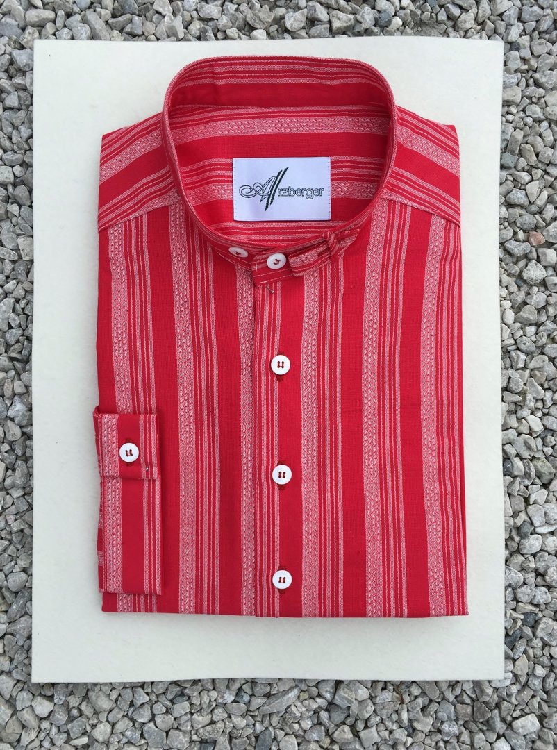 Arzberger Trachtenhemd ❖ Streifen hochrot