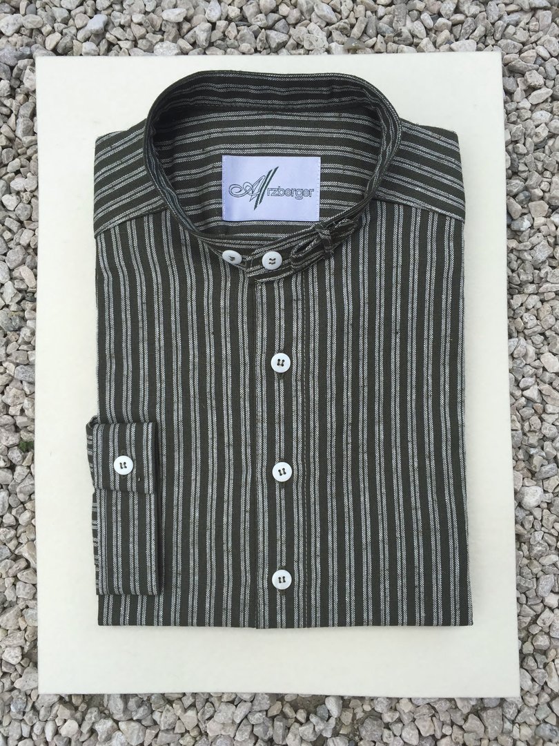 Arzberger Trachtenhemd ❖ Streifen oliv