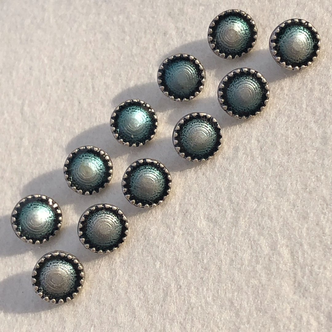 Trachtenknopf mit echtem Emaille ❖ stahlblau