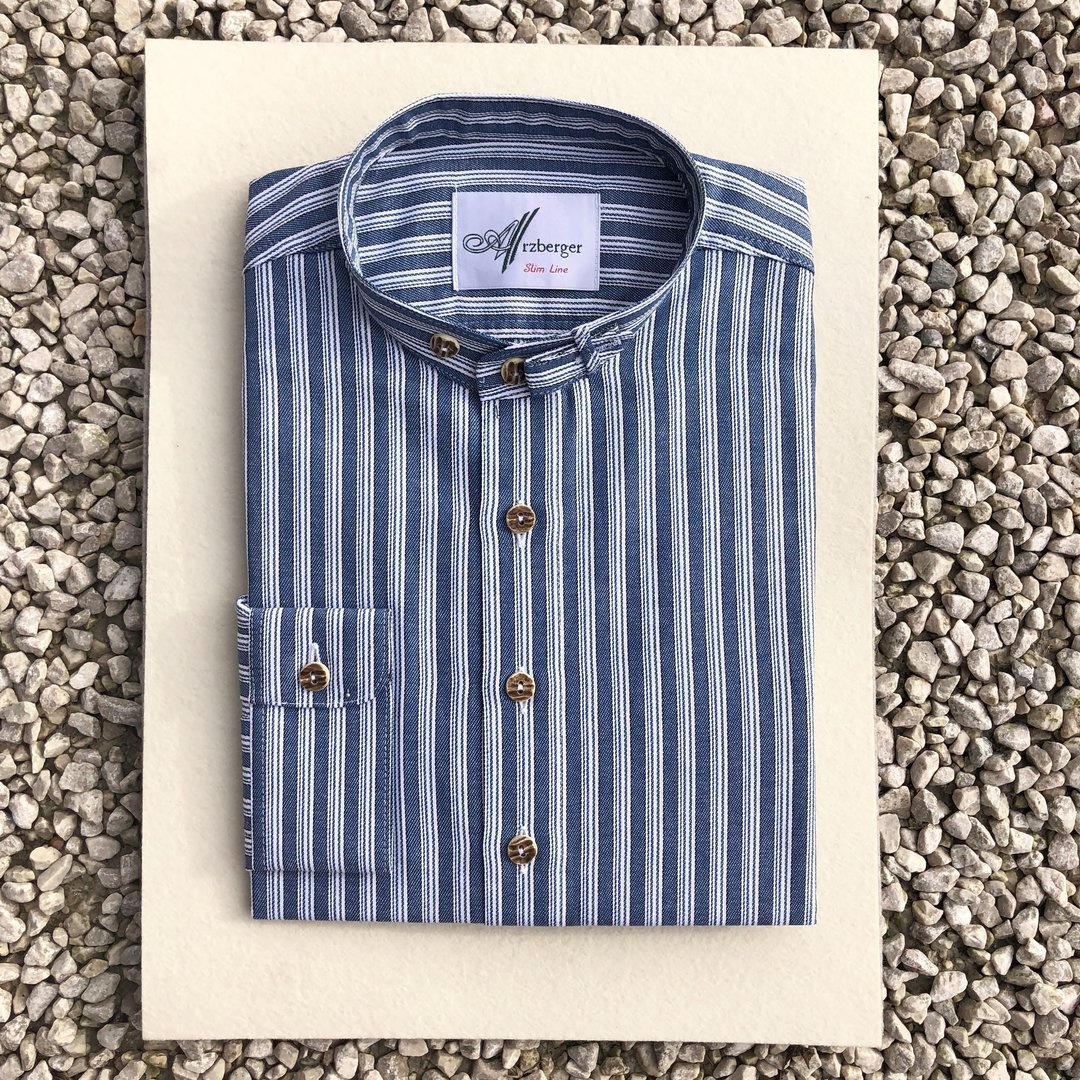 Arzberger Trachtenhemd ❖ Streifen dunkelblau