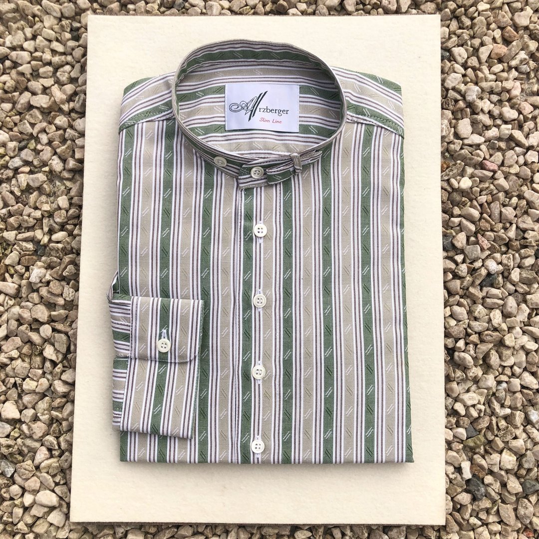 Arzberger Trachtenhemd ❖ beige-grün