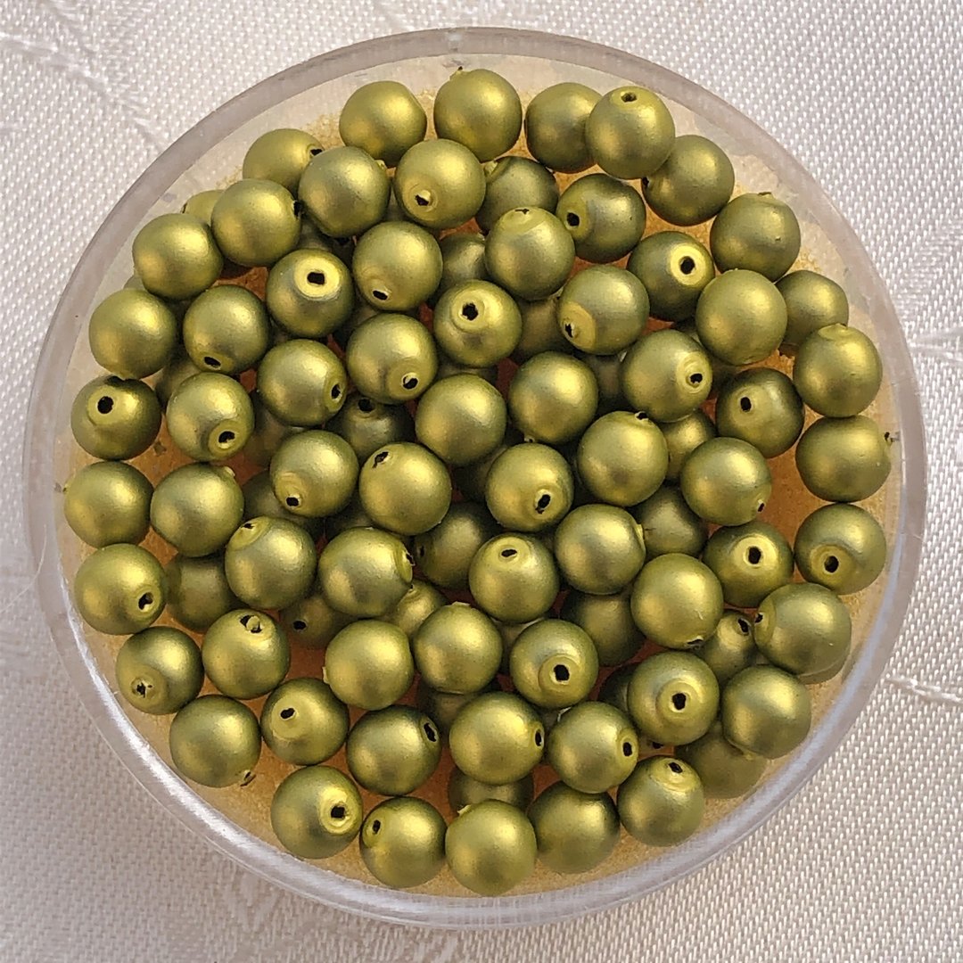 Wachsperlen oliv matt ❖ 4 mm