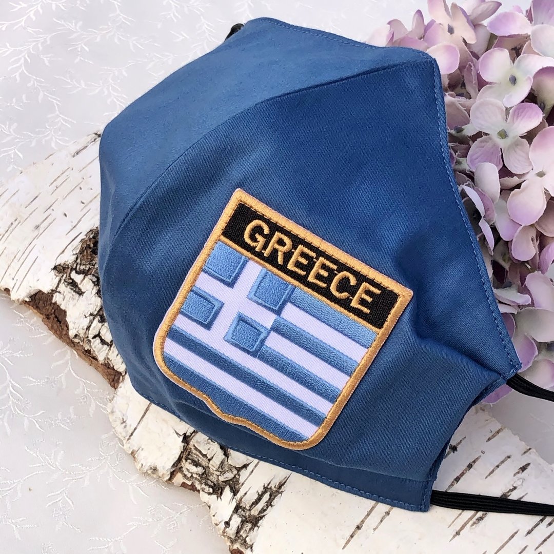 Mund-Nasen-Maske ❖ Griechenland taubenblau