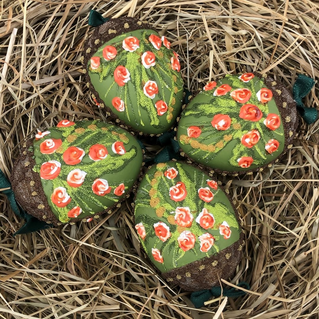handbemalte Ostereier ❖ Narzissen orange