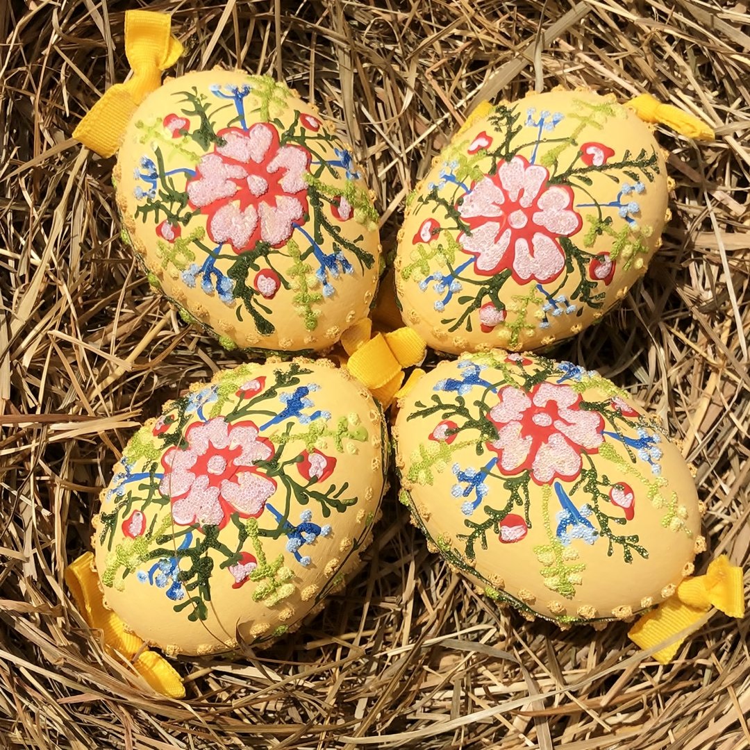handbemalte Ostereier ❖ Blumenstrauß pfirsich