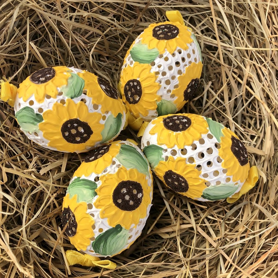 handbemalte Ostereier ❖ Sonnenblumen