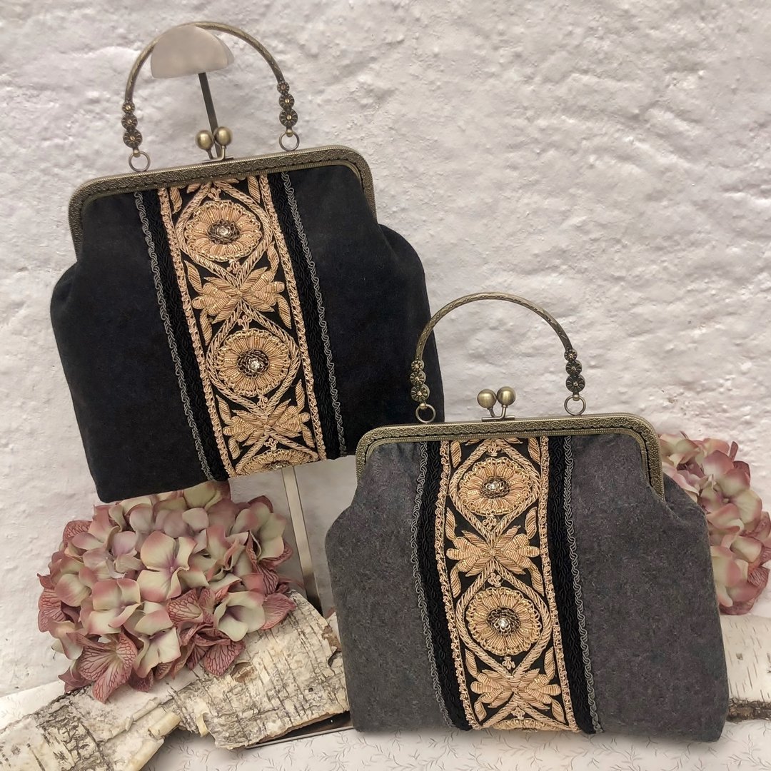goldbestickte Handtasche ❖ schwarz